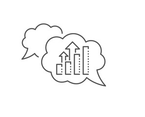 Analysis graph line icon. Chat bubble design. Results chart sign. Traffic management symbol. Outline concept. Thin line analysis graph icon. Vector