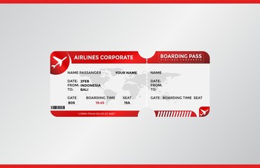 Boarding Pass Modern Red Color Vector Template