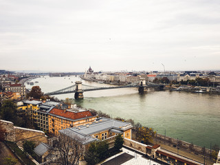 panorama of Budapest with liberty bridge in the background