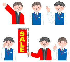 家電量販店の店員　いろいろなポーズ