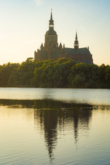 Marienkirche in Stralsund im Sonnenuntergang