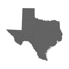 Vector illustration of grey Texas map. Vector map.