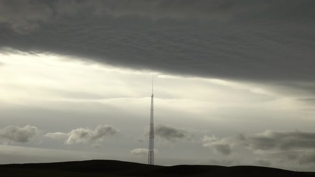 Radio tower arctic research station outpost stormy sky Iceland .mov