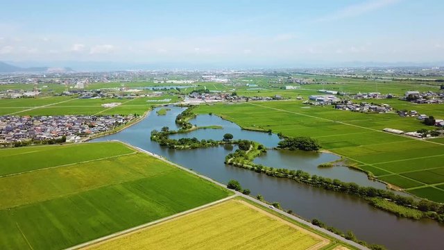 広大な田んぼ　岐阜海津市養老　ドローン空撮