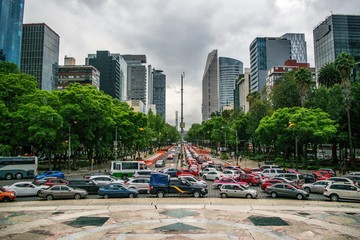 Traffic in Downtown Mexico City, Mexico