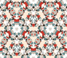 Fototapeta na wymiar Vintage seamless pattern. Seamless pattern composed of color abstract elements located on white background. Useful as design element for texture, pattern and artistic compositions.