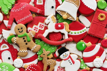 Decorated Christmas cookie background