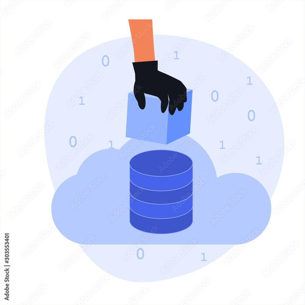 Poster data leakage from the cloud database. cyber security of online services. privacy and protection of b