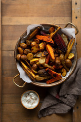 Baked vegetables in pan