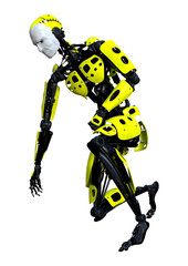 3D Rendering Male Robot on White