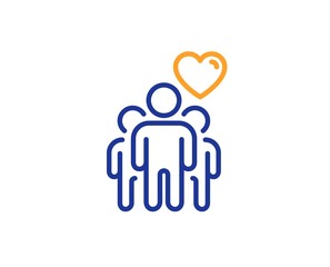 Friends group sign. Friendship line icon. Assistance business symbol. Colorful outline concept. Blue and orange thin line friendship icon. Vector