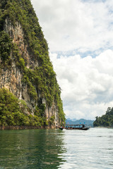 Fototapeta na wymiar Karst mountains of lake Cheo Lan in Thailand