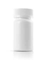 white plastic bottle for medicine or supplement product design mock-up