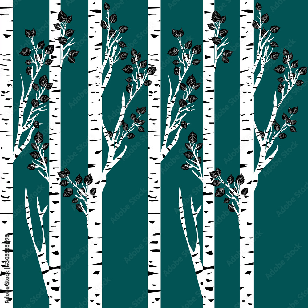 Wall mural Birch trees background