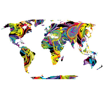Abstract colored world map