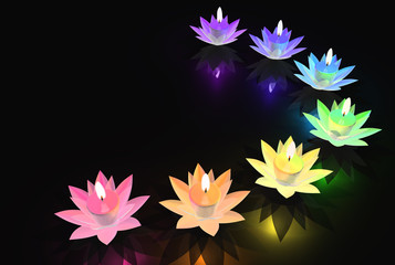 Lotus candle of chakra colors