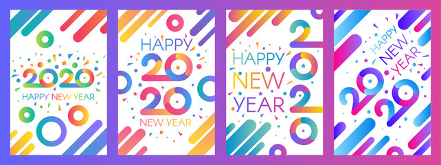2020 New Year vector poster templates set