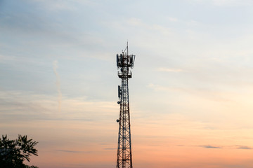 Obraz premium electrical tower at sunset