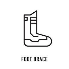 Foot ankle brace linear icon. Foot orthosis. Thin line illustration. Leg brace. Adjustable ankle joint bandage. Joint pain relief. Contour symbol.