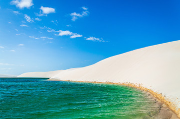 Beautiful natural pool among dunes in Brazil