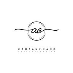 AQ Initial handwriting logo design with brush circle lines black color. handwritten logo for fashion, team, wedding, luxury logo.