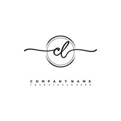 CL Initial handwriting logo design with brush circle lines black color. handwritten logo for fashion, team, wedding, luxury logo.