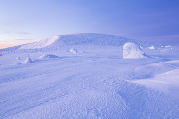 Morning mood in Krkonose (Czech Republic) in winter