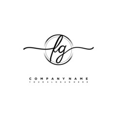 FG Initial handwriting logo design with brush circle lines black color. handwritten logo for fashion, team, wedding, luxury logo.