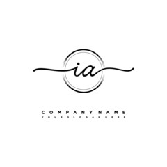 IA Initial handwriting logo design with brush circle lines black color. handwritten logo for fashion, team, wedding, luxury logo.