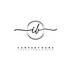 IB Initial handwriting logo design with brush circle lines black color. handwritten logo for fashion, team, wedding, luxury logo.