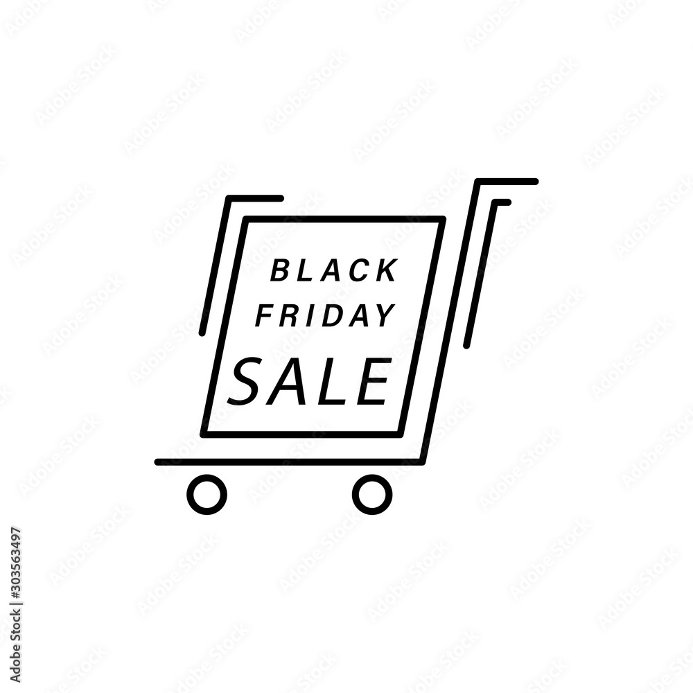 Poster shopping cart icon. simple line, outline vector of black friday icons for ui and ux, website or mobi