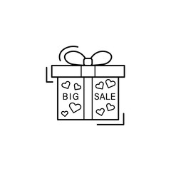 Gift, big sale, hearts icon. Simple line, outline vector of black friday icons for ui and ux, website or mobile application