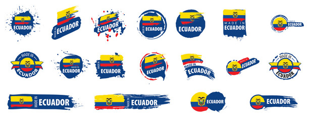 Vector set of flags of Ecuador on a white background - obrazy, fototapety, plakaty