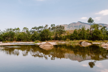 Obraz premium Scenic landscape on the road to Mount Hong Ba