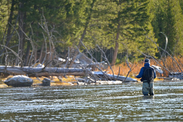 River fly fisherman in Montana