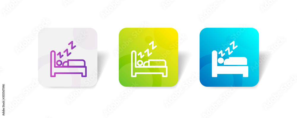 Poster sleeping round icon in smooth gradient background button