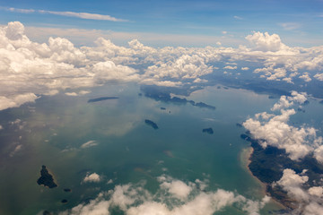 View from the airplane clouds over thailand