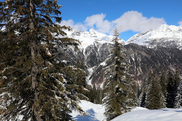 Winterlandschaft in Vorarlberg. Österreich