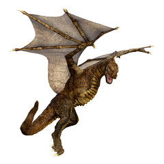 Fototapeta premium 3D Rendering Fairy Tale Dragon on White