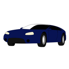 Hatchback blue realistic vector illustration isolated