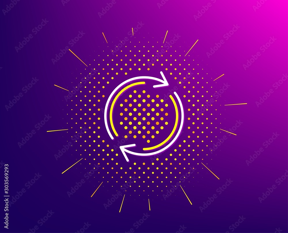 Aufkleber refresh line icon. halftone pattern. rotation arrow sign. reset or reload symbol. gradient backgroun