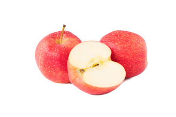 Apple with cut in half isolated on white backgrpund