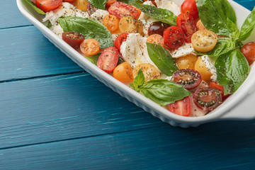 classic caprese salad, vegetarian cuisine wholesome food