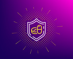 Fototapeta premium Medical tablet line icon. Halftone pattern. Medicine drugs sign. Pharmacy medication symbol. Gradient background. Medical tablet line icon. Yellow halftone pattern. Vector