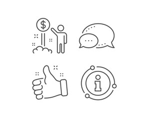 Income money line icon. Chat bubble, info sign elements. Wealth sign. Credit card symbol. Linear income money outline icon. Information bubble. Vector