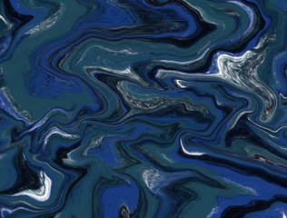 Fashionable colorful background is made in fluid art technique with dark blue accents. Liquid...