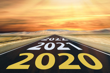 Empty asphalt road and New year 2020 concept