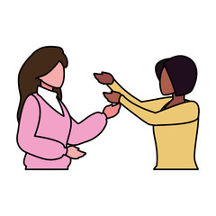 young women on white background