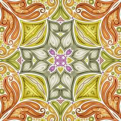 Colored Seamless Pattern with Mosaic Motif