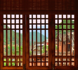 Window in a house of Nuodeng village, Yunnan, China